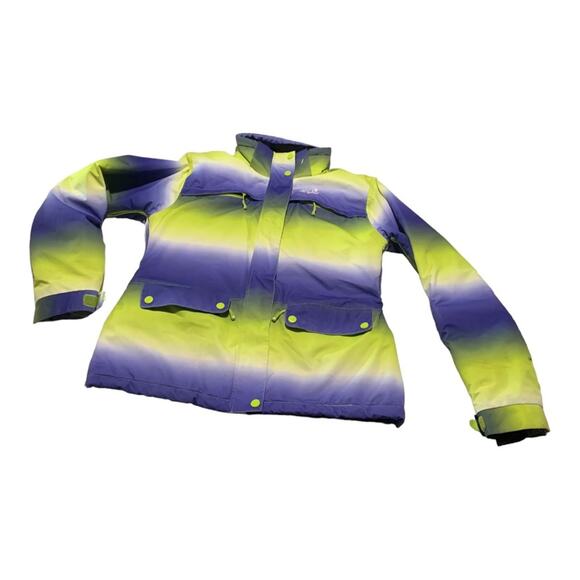Liquid performance womens large ski snowboard winter coat jacket blue green neon - Picture 1 of 14